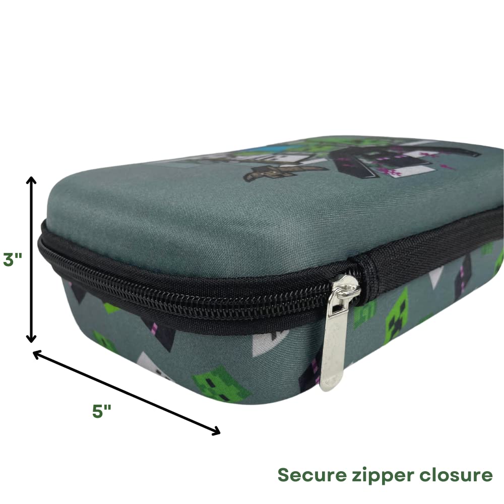 Minecraft Hard Shell Pencil Case - Zipper Closure With Character Designs