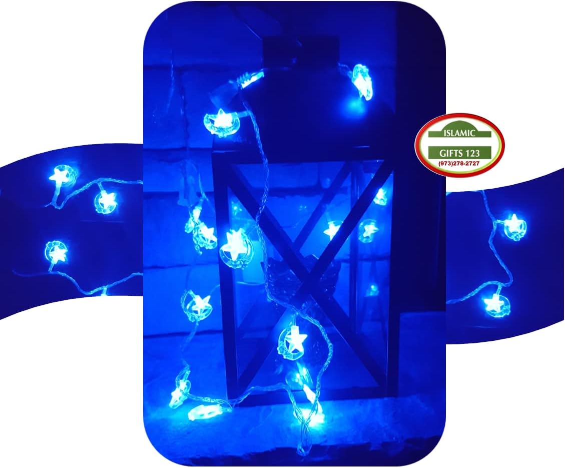 Eid Decoration [3 Pack] Eid Mubarak Lights Eid Mubarak Wall Decoration Eid Favors Ramadan Gifts Islamic Decoration Wholesale Buy by Bulk (Blue Lights)