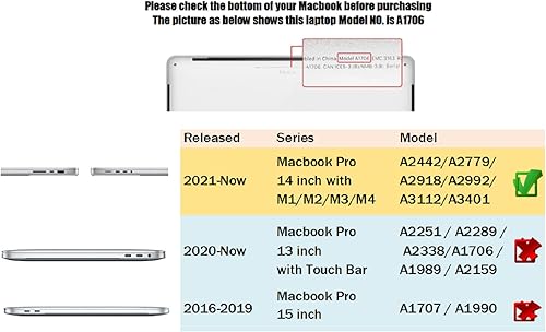 Miniatura 2 de Se7enline Funda compatible con MacBook de 14 pulgadas A2442A2779A2918A2992 A3112 A3401 para MacBook M4 M3 M2 M12 2021-2024 de 14 pulgadas, carcasa