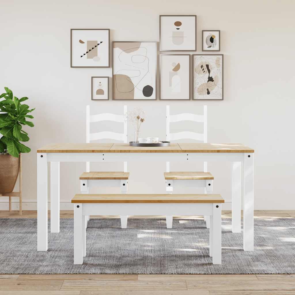 Tavolo da pranzo Panama 160x80x75 cm Legno di pino massiccio Bianco