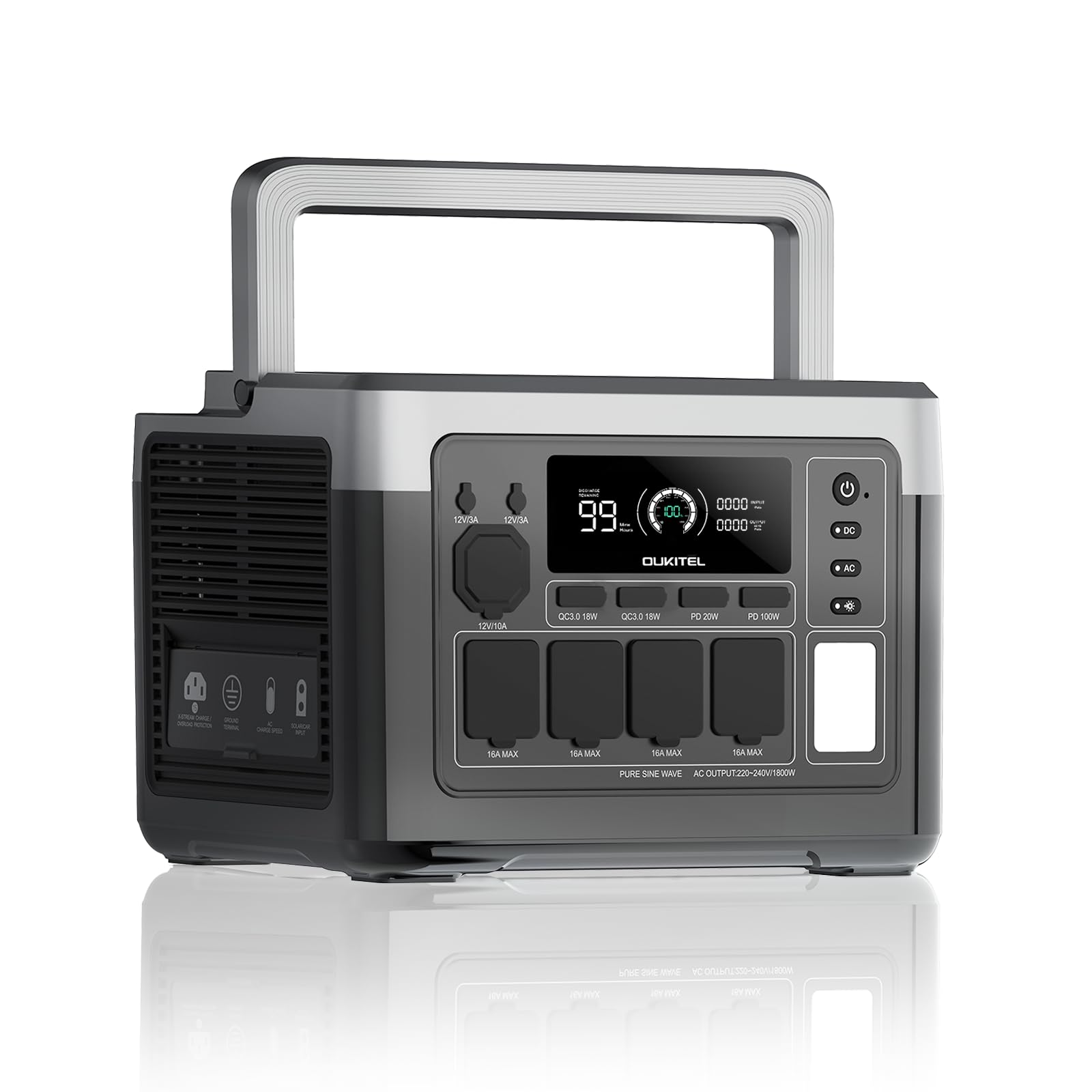 P1000 Plus Station Électrique Portable 1024Wh, 1800W Générateur Solaire, Batterie LiFePO4, 0-80% en 45 Minutes. Idéal pour le Camping, les Camping-Cars et les Pannes de Courant