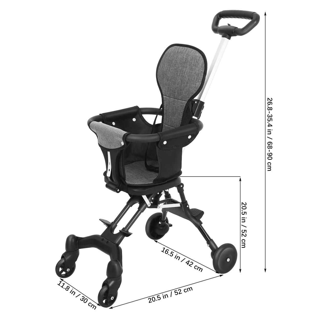 Toyvian Poussette portable ultra légère avec siège paysager haut, poussette de voyage à pliage rapide pour voyages en avion, poignée réglable, sécurité complète pour garçon et fille
