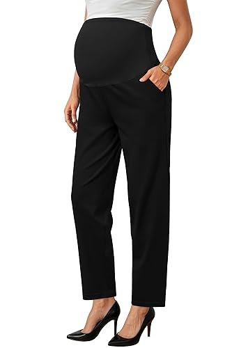 Womens Stretchy Maternity Over Belly Casual Work Straight Leg Pants