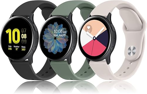 Miniatura 1 de Paquete de 3 correas de silicona para Samsung Galaxy Watch ActiveSamsung Galaxy Active 2 Watch Band 1.575 in 1.732 in mujeres hombres, 0.787