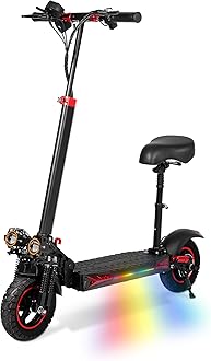 J11 Electric Scooter for Adults, Up to 28MPH & 30 Miles, with 800W Motor,10'' Off-Road Pneumatic Tires, E-Scooter with Seat & Dual Braking, Large, black