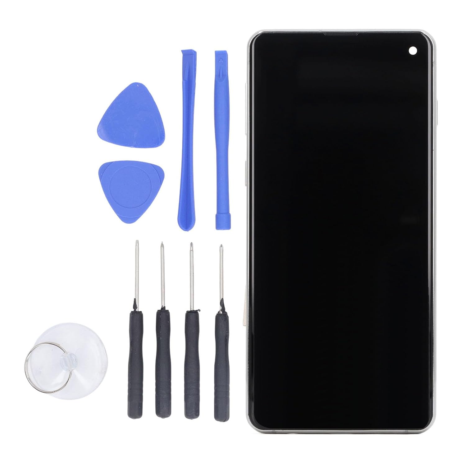 TFT Screen Replacement for S10 SM G973F G973U G973W G9730, LCD Display Touch Screen Digitizer Full Assembly Repair Parts Kit, No Fingerprint,Tested Before Shipping (Silver)