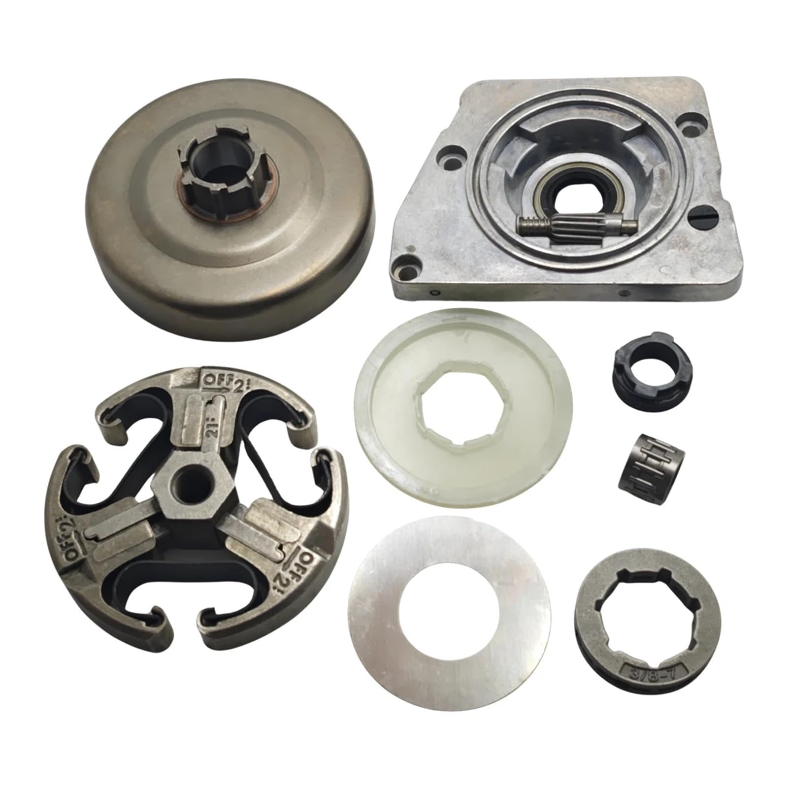 Ajuste for HUSQVARNA 61 66 266 268 272 piezas de motosierra herramientas de jardín 3/8 "tambor de embrague bomba de aceite llanta piñón engranaje de tornillo sin fin Kit