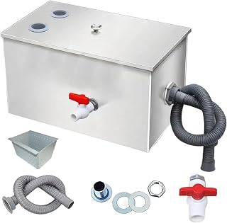 不锈钢制 润滑剂 油水分分离器 40×25×25厘米 水槽下 放置型 多层过滤 残渣分离 带排水软管 易清洁 店铺 工厂 工作场 家用