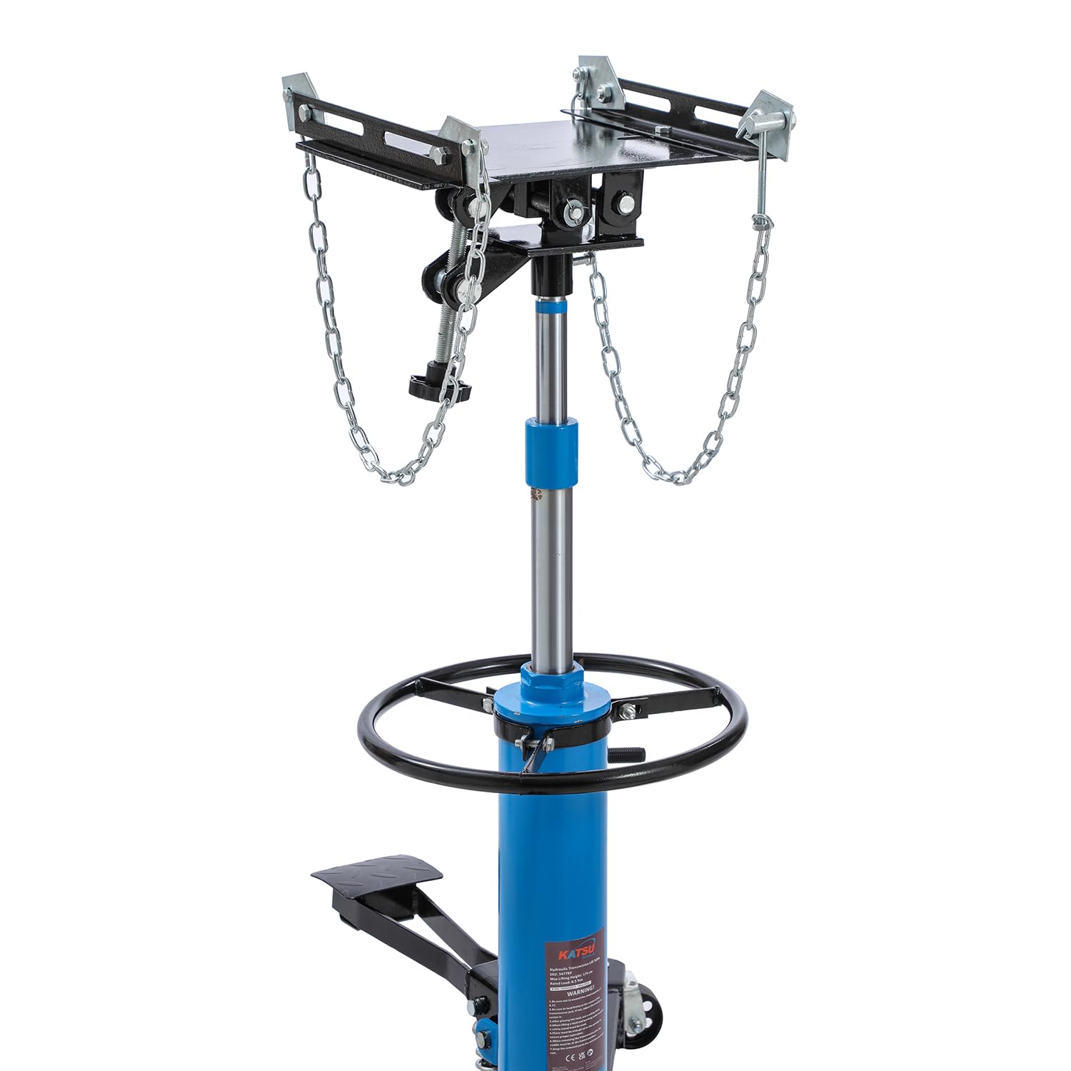 KATSU Tools Hydrauliczny podnośnik skrzyni biegów – pojemność 0,5 tony, podnośnik teleskopowy do 175 cm, kółka obrotowe, nożny i regulowane siodełko, do podnośnika samochodowego, garażu
