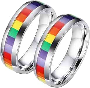 ＲＡＩＮＢＯＷ指輪 Amazon | Aeici 6MM LGBT プライドフラッグ カップル エタニティ