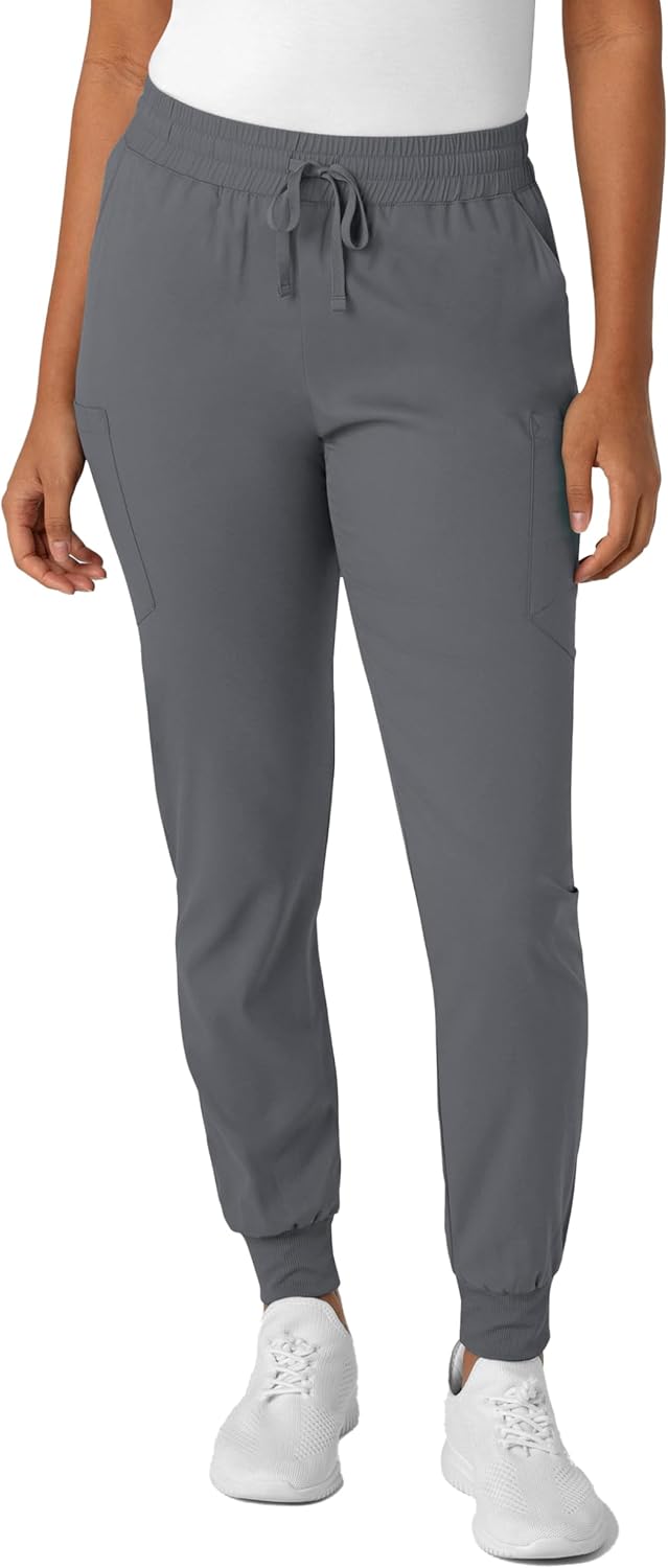 Wink Scrubs for Women, Boundless, Joggers Pants with Drawstring and 6 Pockets, Pewter, 5XL