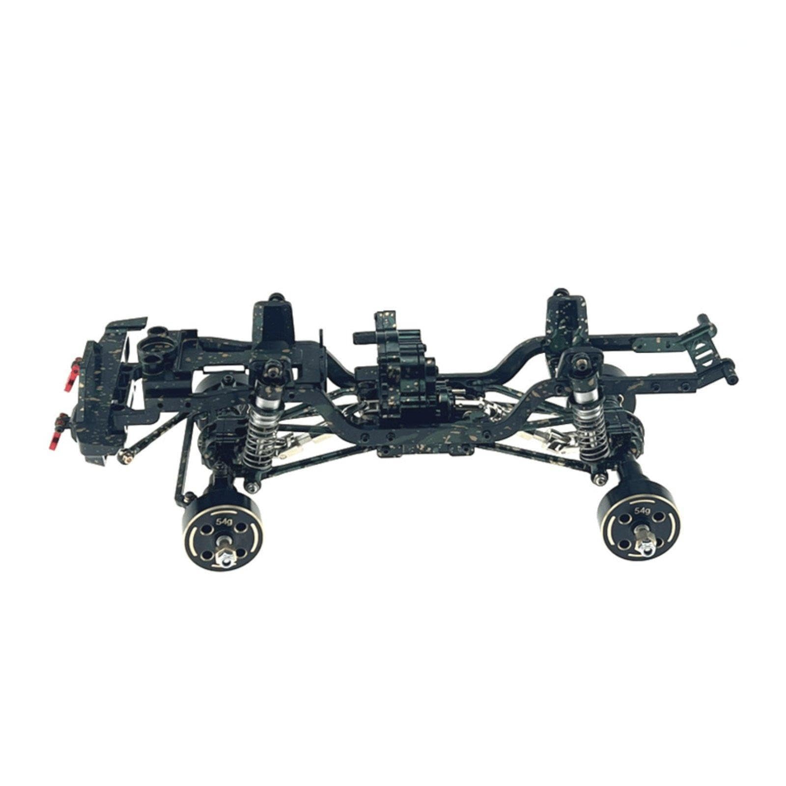 Chasis Metálico para Coche RC 1 18 Bastidor Marco Estructura Rigidez Optimizada y Amortiguación de Impactos con Aluminio 6061 Espacio para, Negro Verde