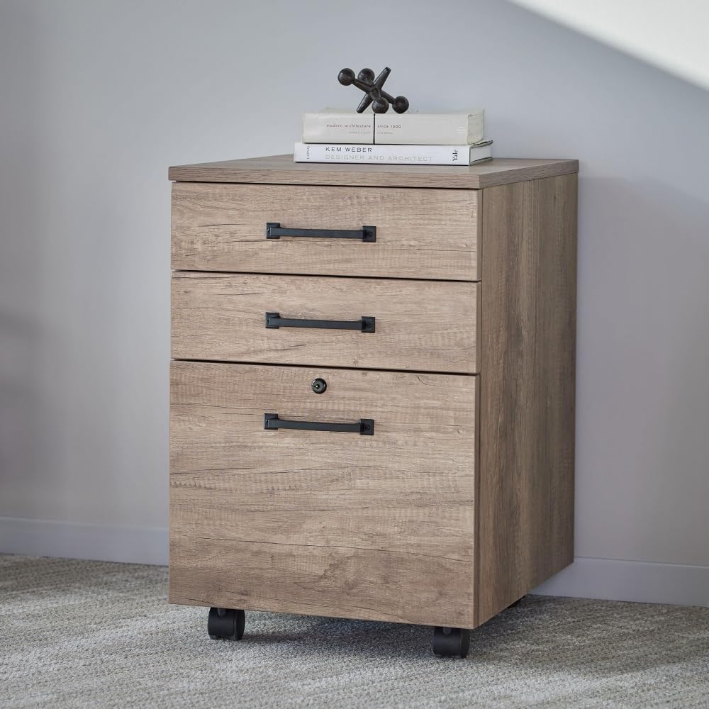 NBF Walnut Wood Locking File Cabinet with Storage Drawers for Office