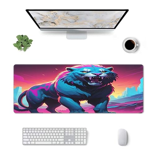 Miniatura 3 de Synthwave Sabertooth Prints Extra large rubber keyboard pad, thickened anti slip Office desk cushion