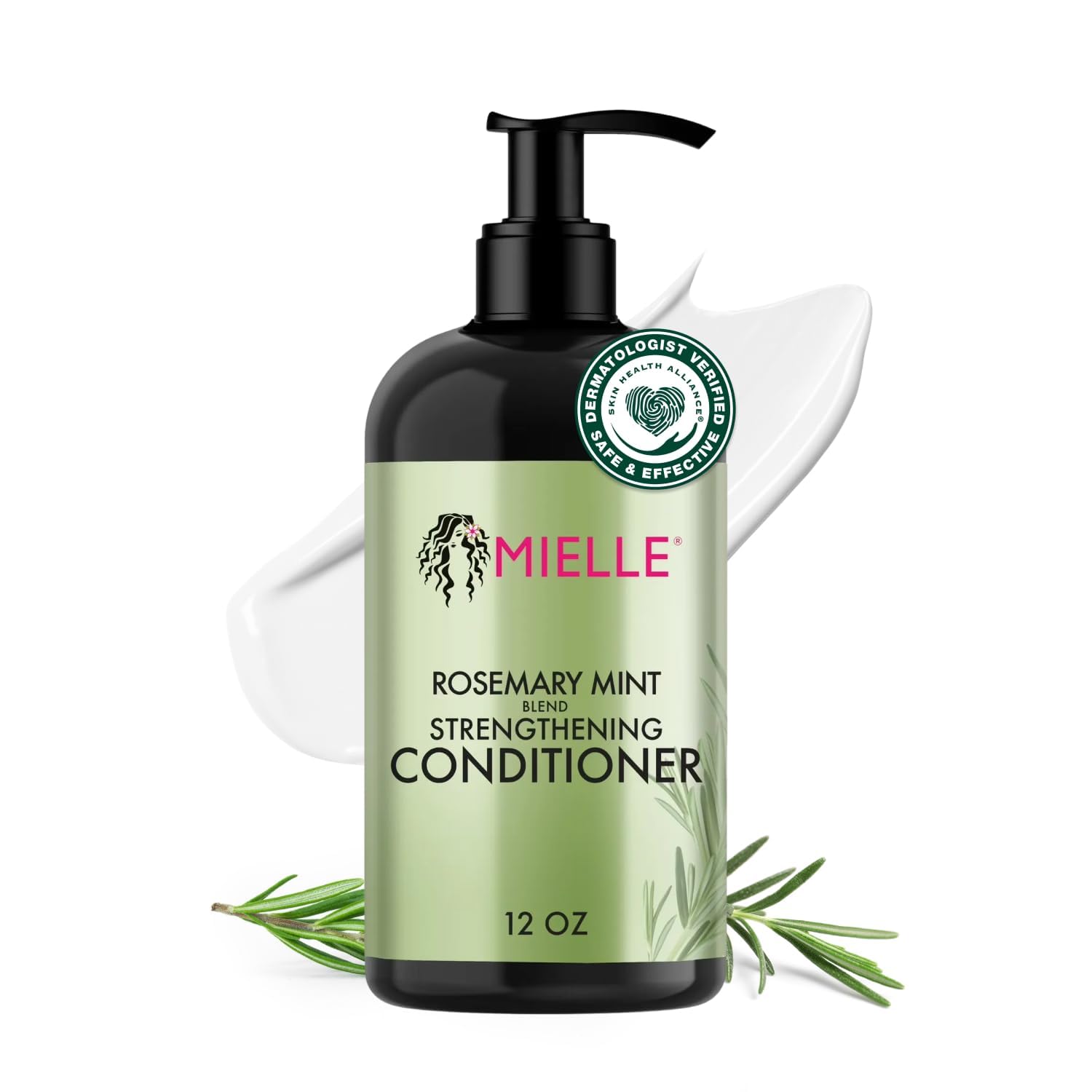 Mielle Organics Rosemary Mint Strengthening Hair Conditioner for Women & Men - Biotin Infused Detangling & Hydrating Conditioner to Increase Manageability & Support Longer, Healthier Strands, 12 oz