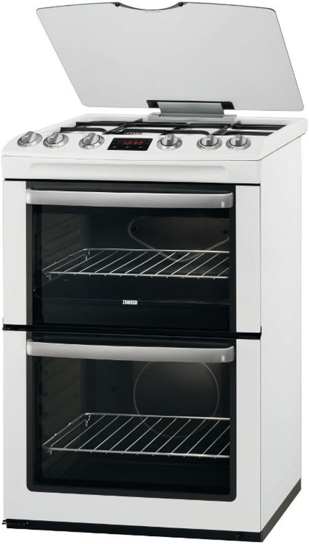 Zanussi ZCG664GWC 600mm Double Gas Cooker FSD Hob Lid White Amazon.co.uk Large Appliances