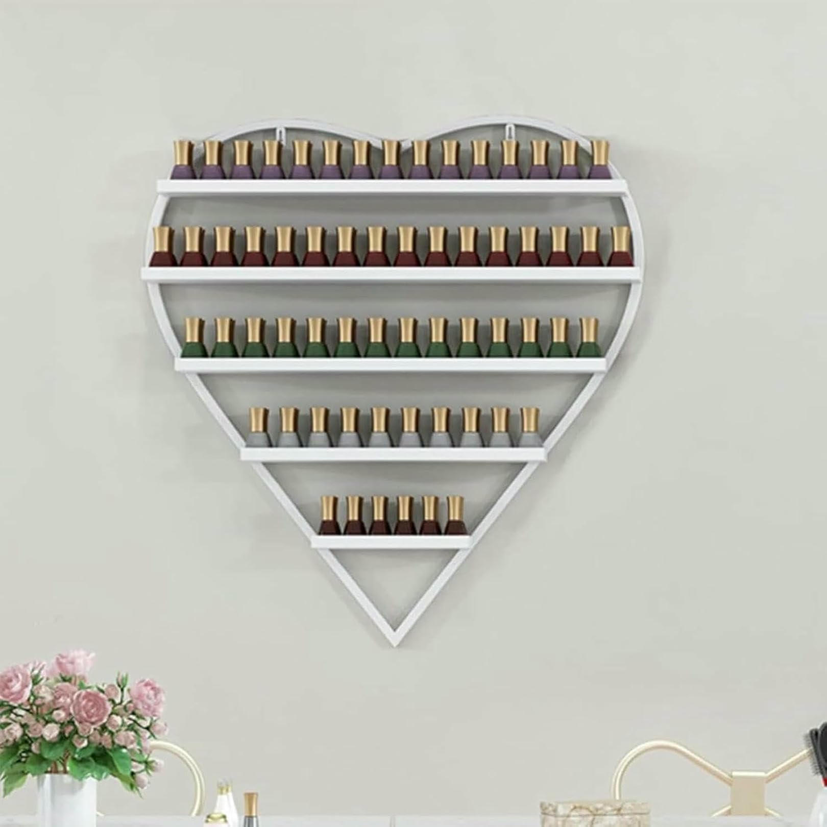Estantes de pared para esmaltes de uñas y aceites esenciales de metal negro