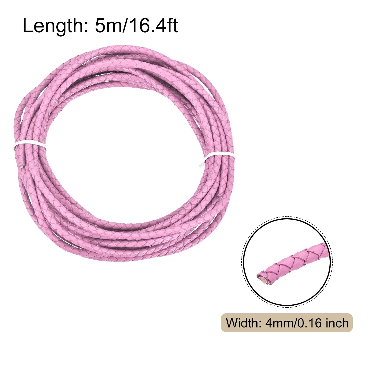 Rebower Round Braided Leather Cord 4mm Bolo Leather Cord String Rope for Jewelry Making Necklaces, Bracelets, Wraps, Crafts - Image 2