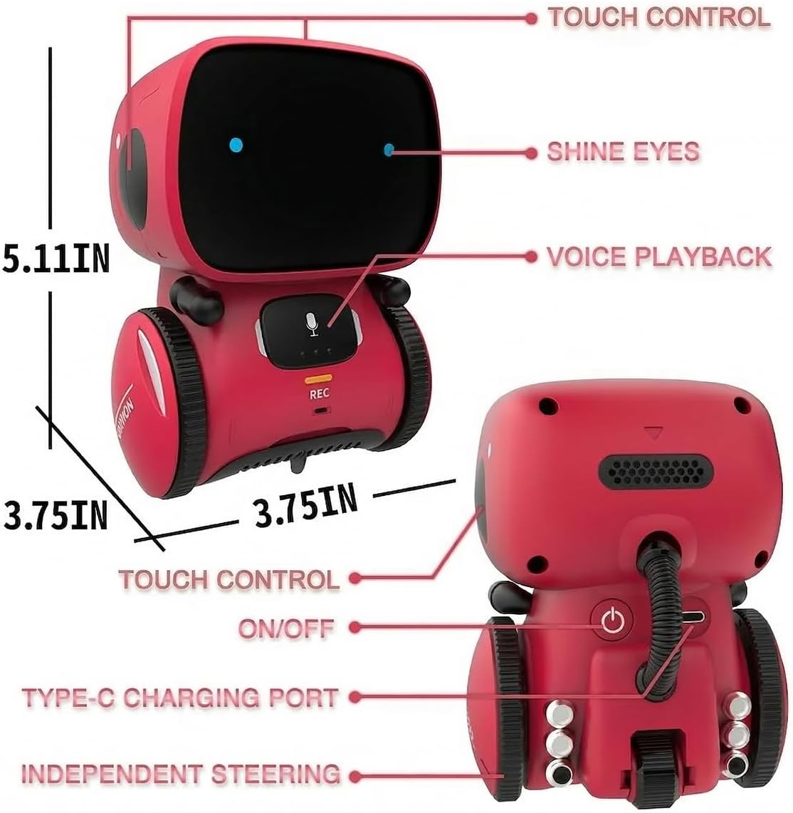 98K Robot Toys for Girls and Boys Rechargeable, Touch and Voice Control Robots Interactive Talking Smart Partner and Teacher with Singing, Dancing, STEM Toy Gifts for Kids Age 3 and Up