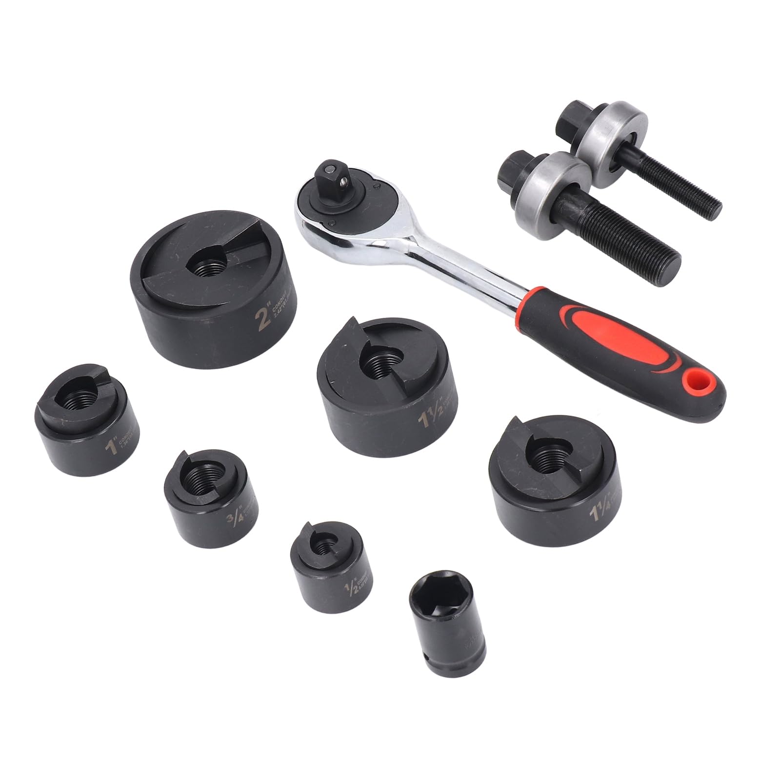 Punzonatrice Manuale, Utensile a Cricchetto con Matrici da 1/2 a 2 Pollici, Kit Perforatore per Fori in Condotti Elettrici, Quadri Metallici e Scatole di Derivazione