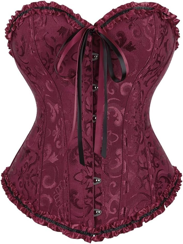 DKCHENH Renaissance Corset Top for Women Pirate Corset Shapewear Bustiers with Lace Up Boned Overbust Size XS to