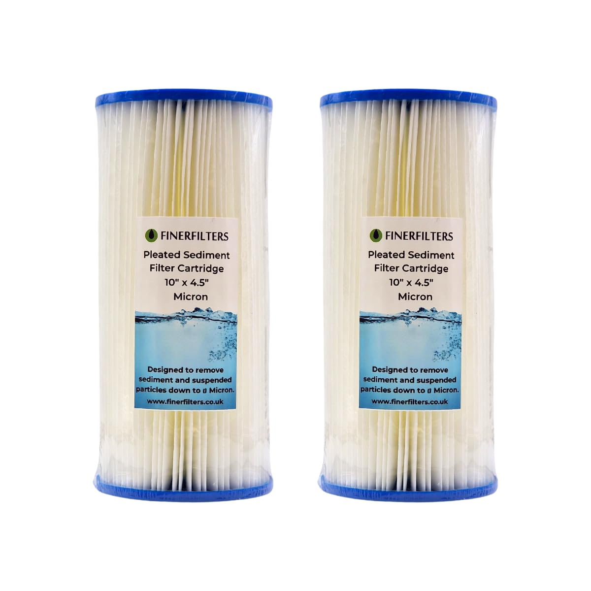 10" Jumbo Pleated Sediment Water Filter | 1 Micron, 10" x 4.5" | Washable Filter to Extend Lifespan, Fits 10" Jumbo Housings (2 Pack)