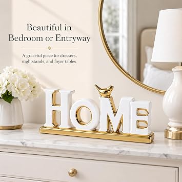 XMGZQ White and Gold Decor for Living Room Bedroom Bookshelf Coffe Table, Home Sign Aesthetic Statues Boho Wedding Accents Decorations, Knick Knacks Home Decor for Shelves,Living Room,Bedroom,Desktop