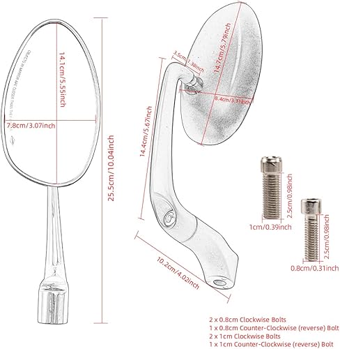 Miniatura 3 de Evomosa Espejo retrovisor universal CNC 0.315 in0.394 in espejo retrovisor lateral retrovisor ajustable