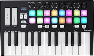 25 Portable 25-Key USB MIDI Keyboard Controller With 16 RGB Backlit Trigger Pads 8 Assignable Control Knobs Electronic Keyboard