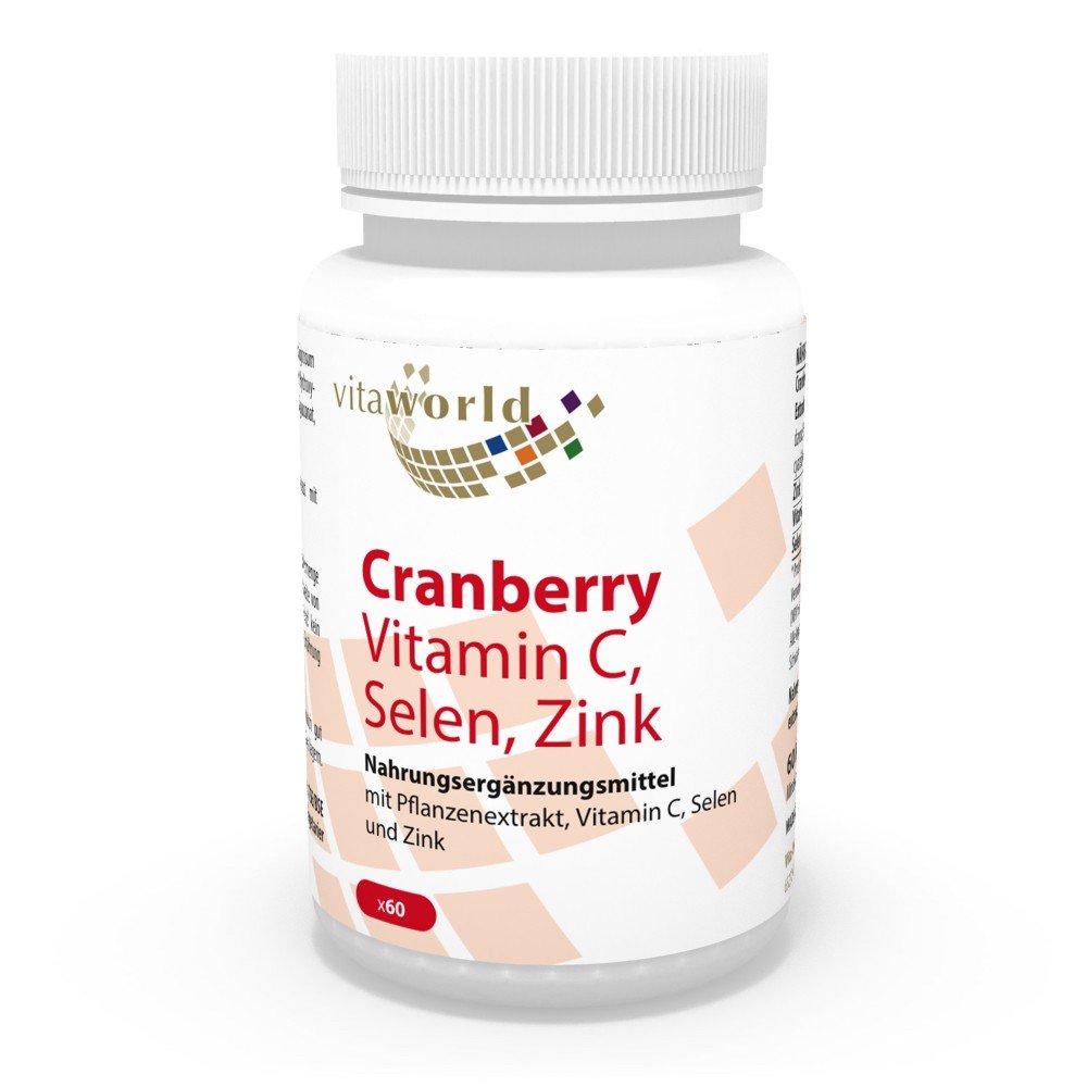 Vita World Cranberry Extract + Vitamin C, Zinc & Selenium 60 Capsules