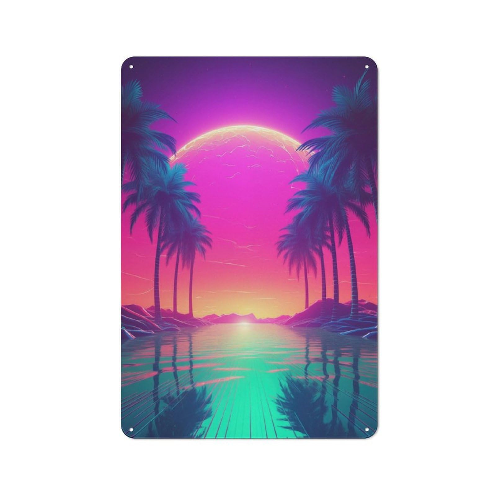 Junmoney Neon Horizon Elegance Vintage Tin Sign 30X20cm With For Home Office Or Studio, Winter Wall Decor For Creative Workspace Decorators