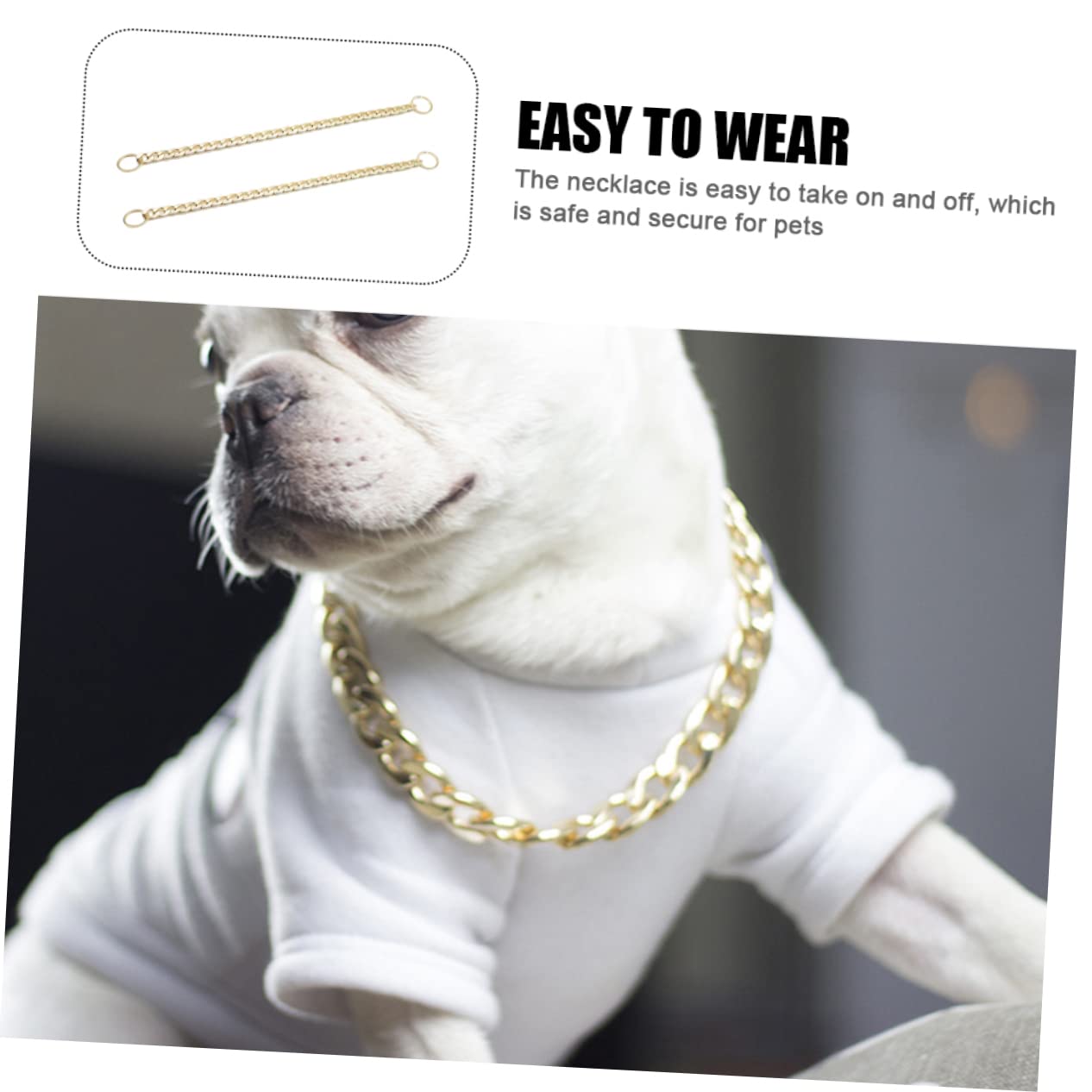 FONDOTIN 2pcs Dog Neck Chain Ornament Stylish Pet Chain Metal Chain for Dogs Comfortable Round Edges Easy On/Off Safe for Pets