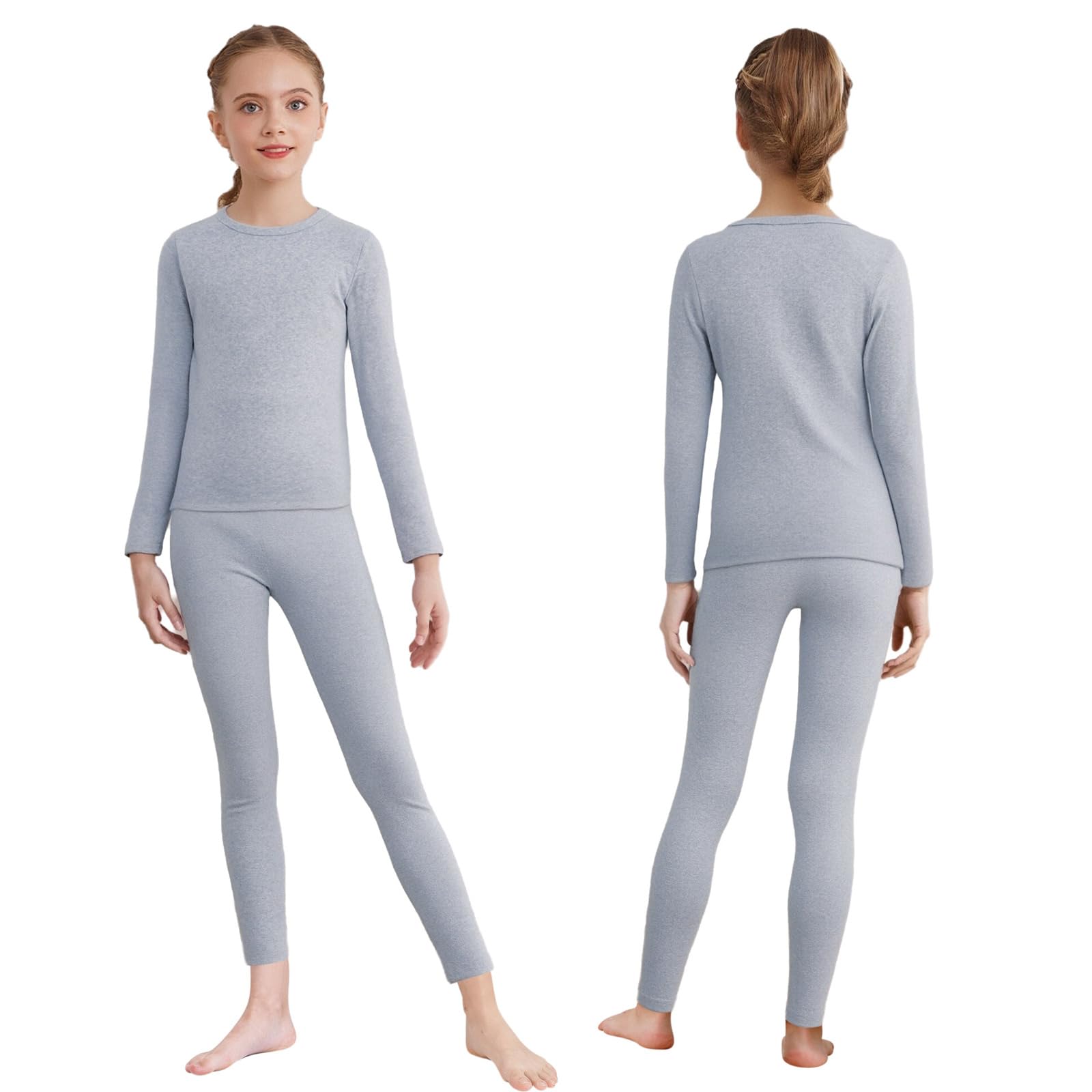 Thermal Sets for Girls Boys Long Sleeve Pullover Top with Pants