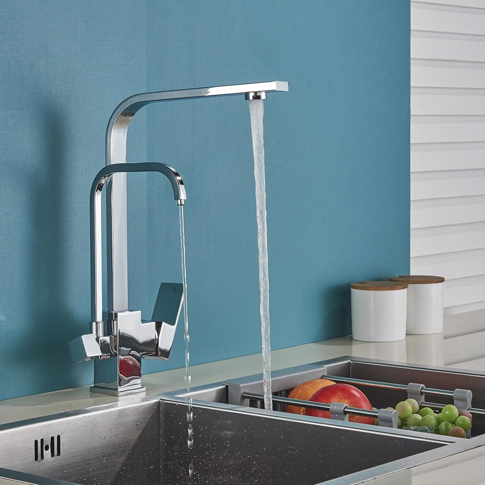 Robinet de cuisine avec filtre et mitigeur chrome B au design rotatif élégant