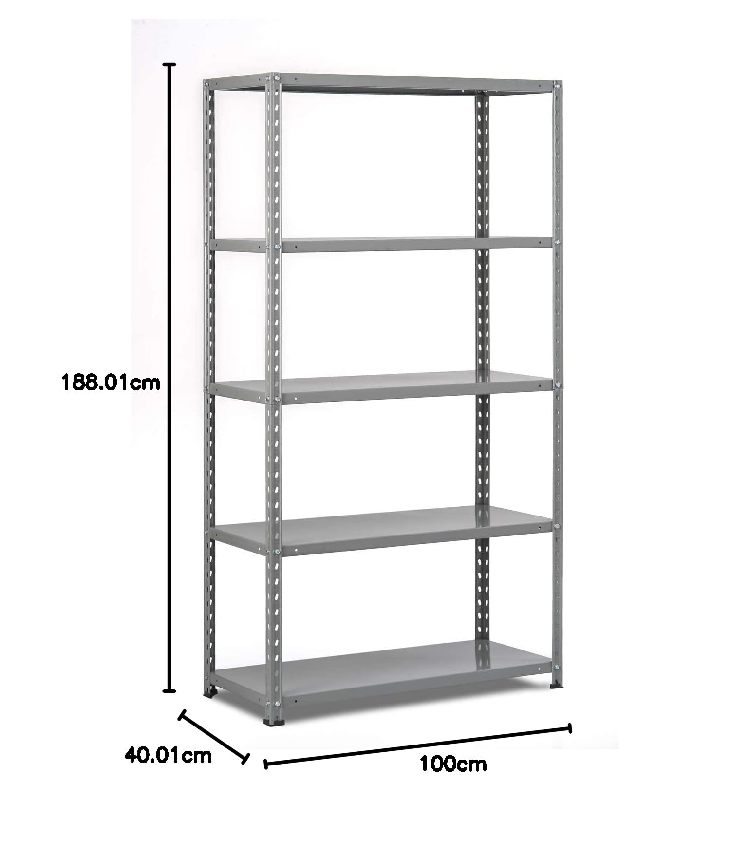 Scaffale Metallico 5 Ripiani Rinforzati Brixo Misura 100x40 cm - Altezza 188 cm