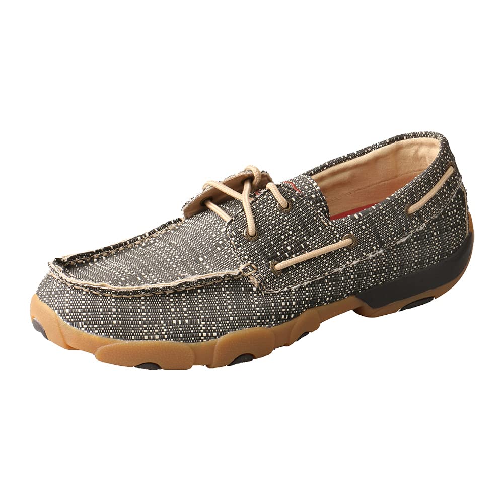 Twisted X Men's Driving Moc Boat Shoe, Color: Black/White Print, Size: 12, Width: M (MDM0074-12-M)