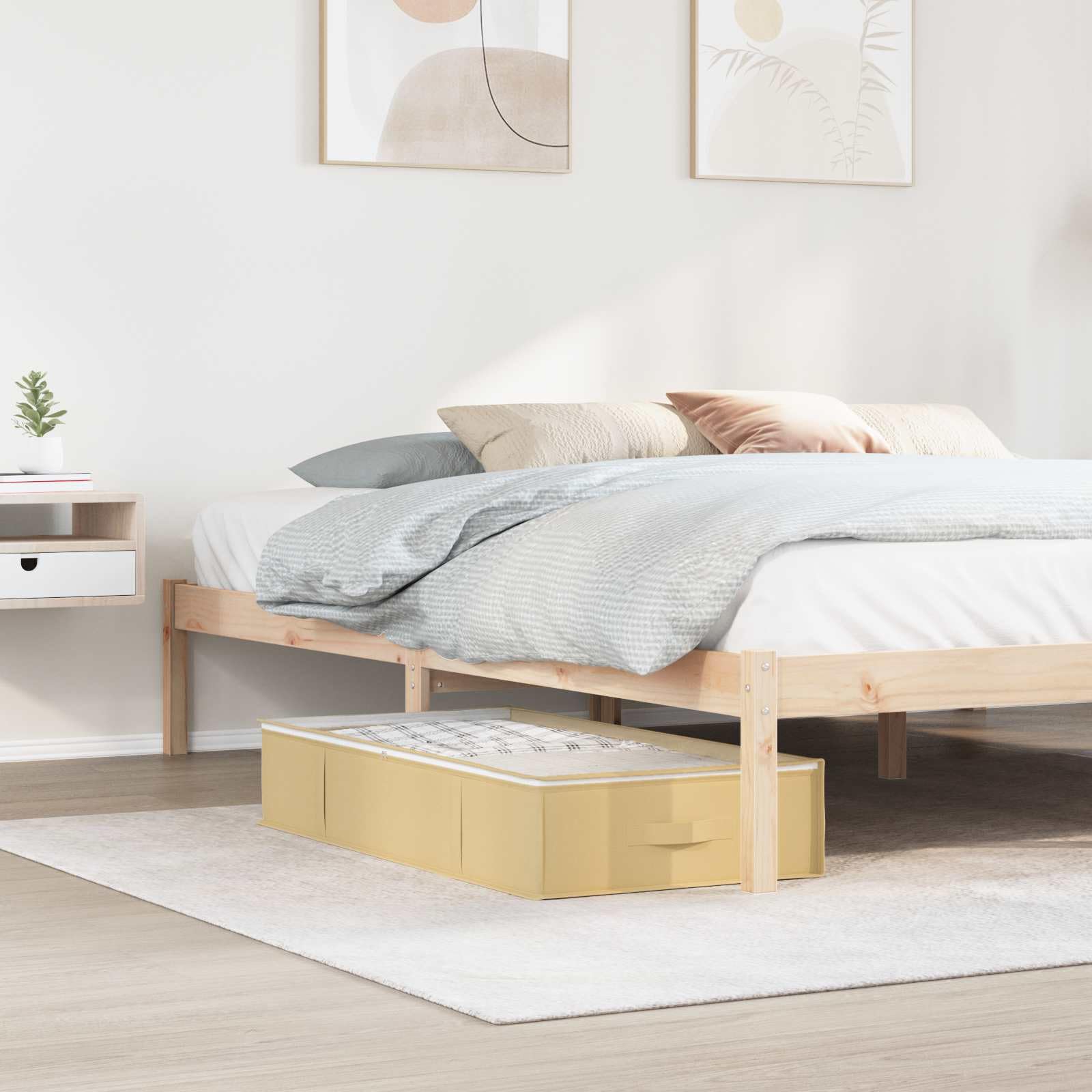 6 Scatole Stoccaggio Con Finestra Trasparente 100x50x18 cm Crema | Tessuto non tessuto traspirante, pieghevole, maniglie laterali, doppie cerniere, per vestiti e biancheria