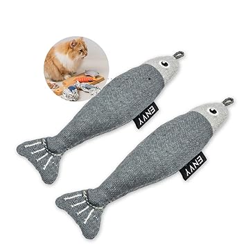 ENVYCOLLECTION Catnip Filled Cat Toys is The Best Birthday Cat Gifts Designed to Kick, Cuddle, Bite, can be Added as Teaser Toys or on Scratcher.(Sardine)