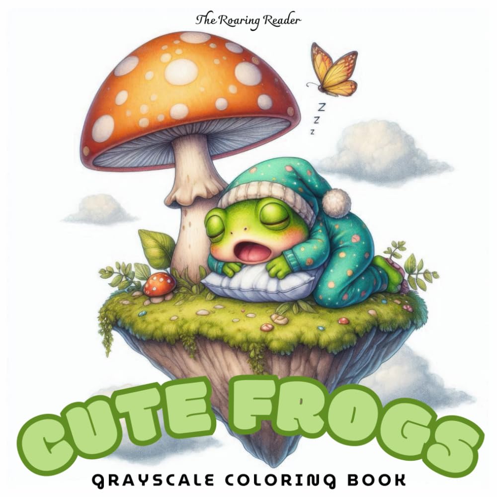 Cute Frogs Grayscale Coloring Book: A Whimsical Frog Coloring Book for Adults and Teens: Delightful Frog Adventures on Floating Islands in Charming, ... and Creativity. (Enchanted Fauna Series)
