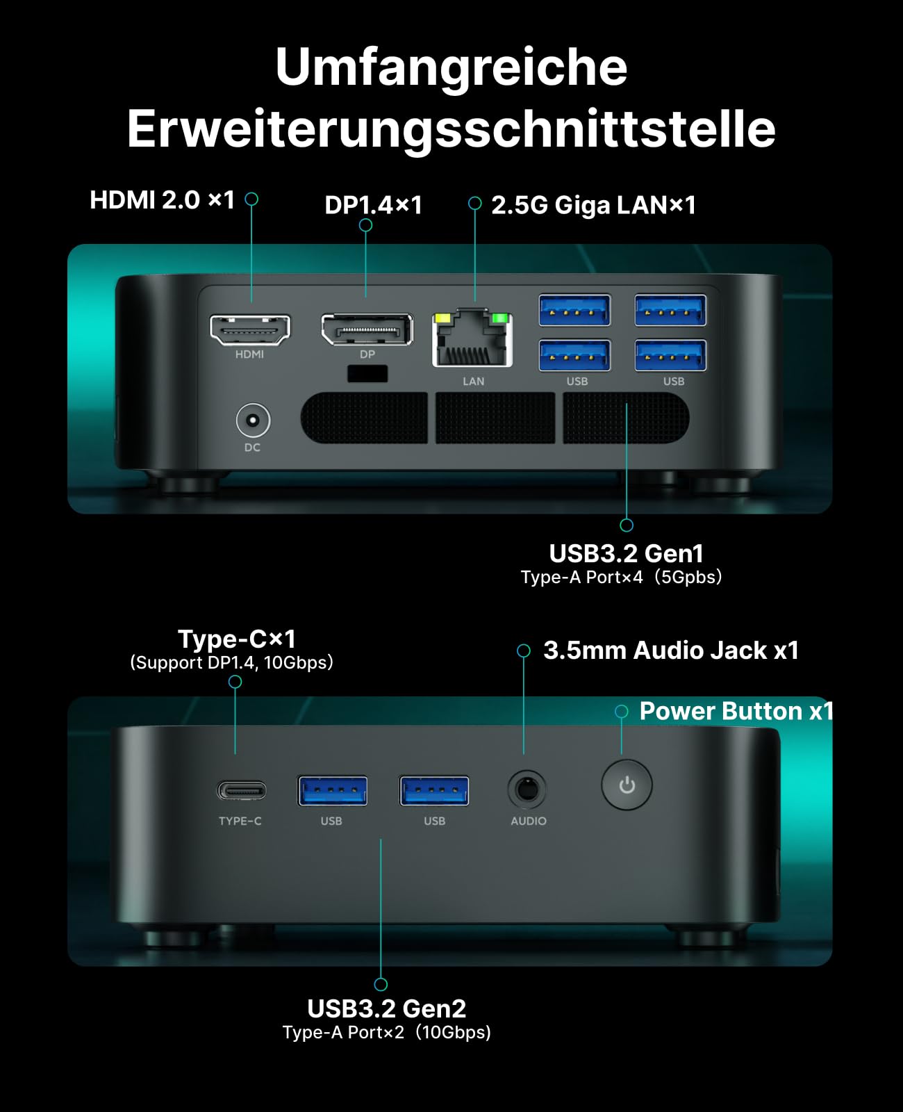 ACEMAGIC M1 Mini PC, AMD Ryzen 7 7735HS (8C/16T, bis 4,75GHz), 24GB LPDDR5 5500 MT/s 1TB NVMe SSD Win 11 Pro Mini Computer, AMD Radeon 680M, 4K Triple Display, USB-C,WiFi6,BT5.2 für Büro & Home Office