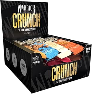 Warrior Crunch - High Protein Bars - 20g Protein Each Bar - Low Carb, Low Sugar Snack - 12 Pack x 64g (Variety Pack)