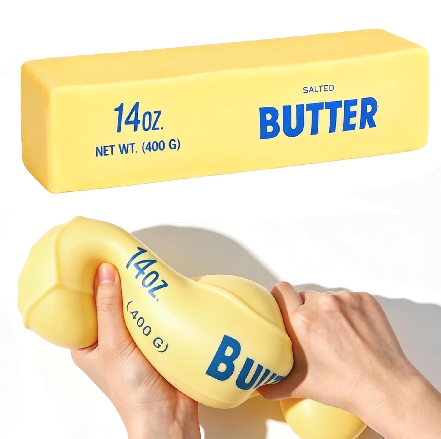 10in Giant Butter Squishy, Jumbo Big Butters 14oz Squeeze Stress Balls, Large Butter Stick Stress Relief Slow Rising Fun for Anxiety Relief Party Favors