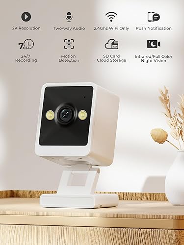 Miniatura 2 de Cámara para interiores, cámara HD para mascotas 1080P con aplicación de teléfono, cámara WiFi de 2.4 GHz para cámaras de seguridad para el hogar