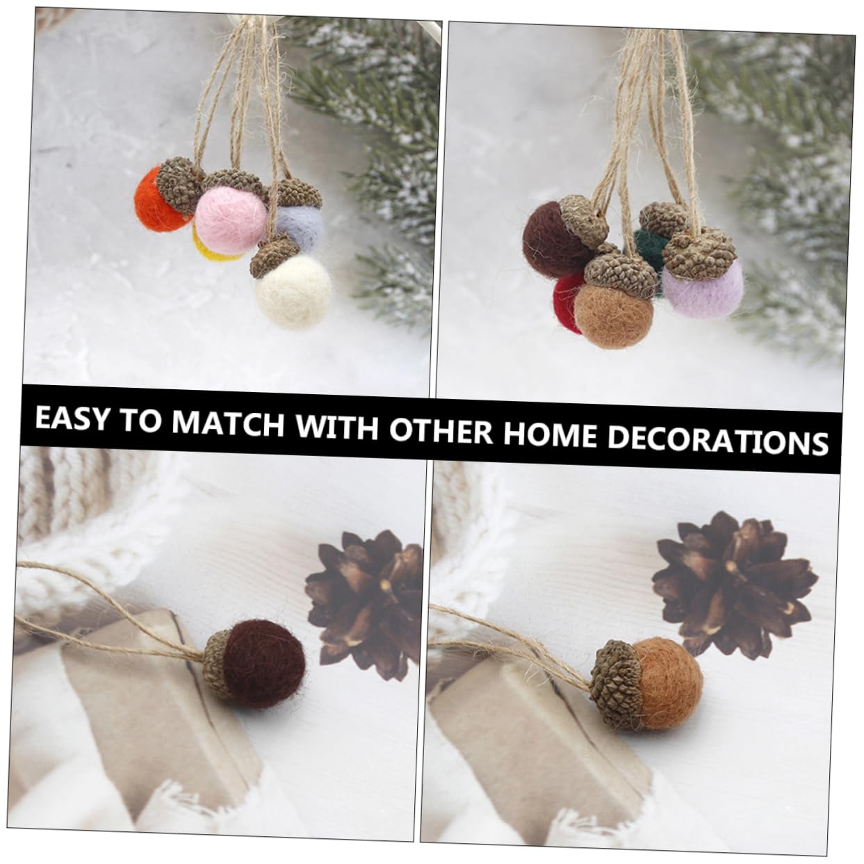 3 Set Di Decorazioni Natalizie in Feltro Di Lana Pigne Pendenti Decorazioni Festive 12 Pezzi * 3 Casuali