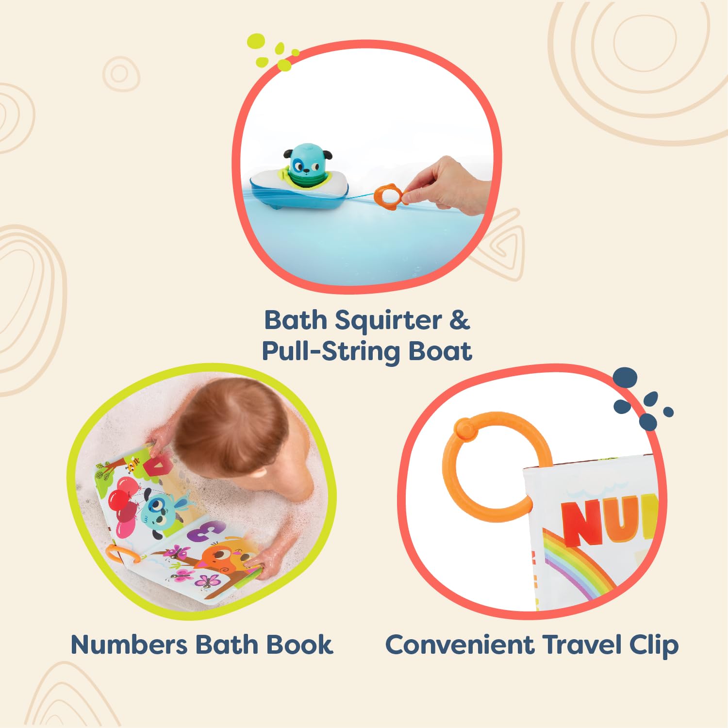 B. toys - Libro de baño con números y Barco con Cuerda para Arrastrar