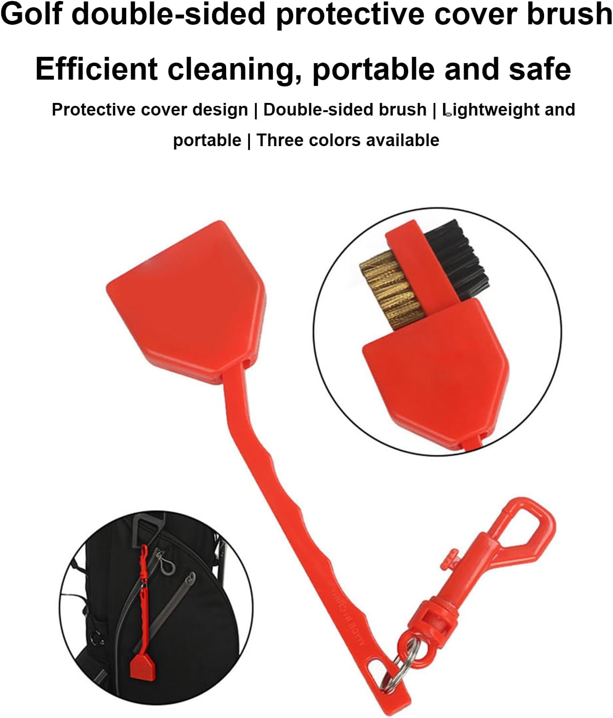 Golf Cleaning Brush,Double-Sided Golf Club Scrubber - Stick Maintenance Cleaner - for Tournament Sports Gym Backyard Match Range Outdoor Course Practice