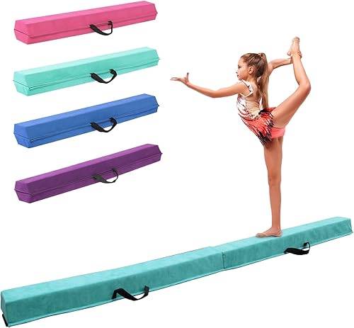 Haz de equilibrio plegable de 8 pies9 pies10 pies, equipo de viga de gimnasia portátil con base de goma antideslizante y cubierta de gamuza para