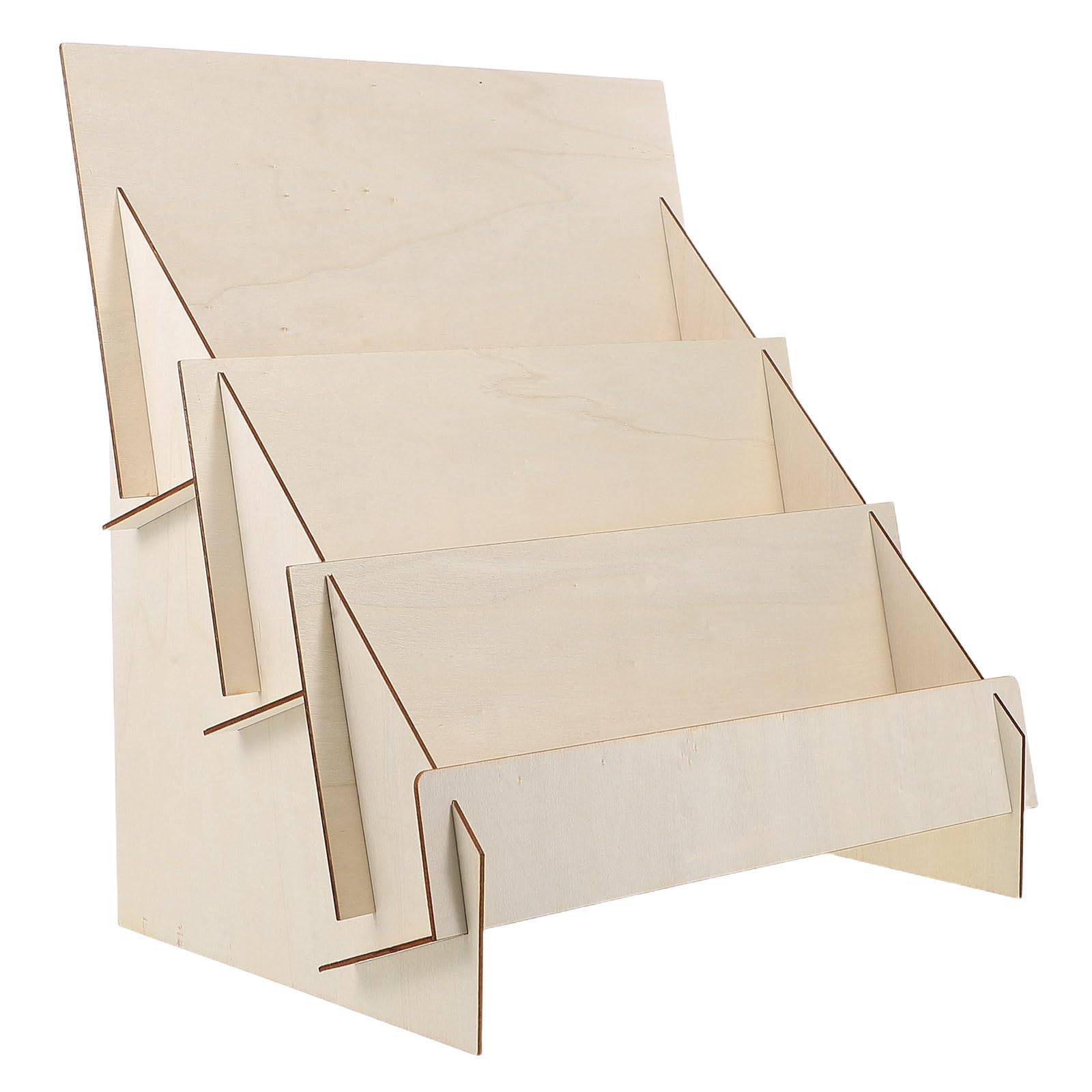 Support en bois 3 étages pour cartes postales et livres avec organiseur bureau polyvalent
