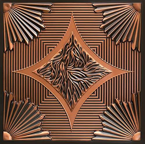 From Plain To Beautiful In Hours 201ac-24x24-50 Sunset Boulevard PVC 2' x 2' Lay-in or Glue-up Ceiling Tile (Covers / 200 sq.ft), Antique Copper, 50