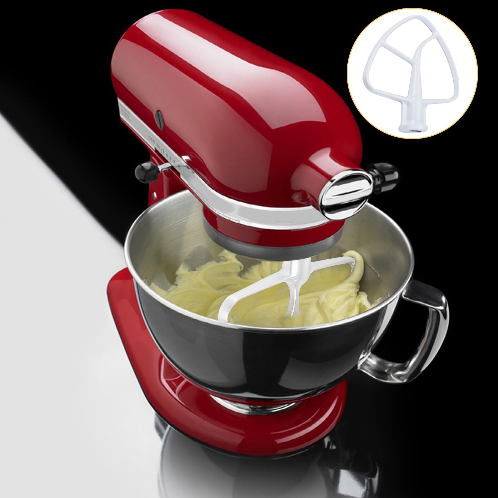 3PCS Fouet à Mousse et Batteur Plat Flexible et Crochet Pétrisseur pour kitchen-a-i-d 4,5 à 5 quart Artisan & Classic Series